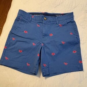 Crown & Ivy Blue Shorts with Red Crab Embroidery
